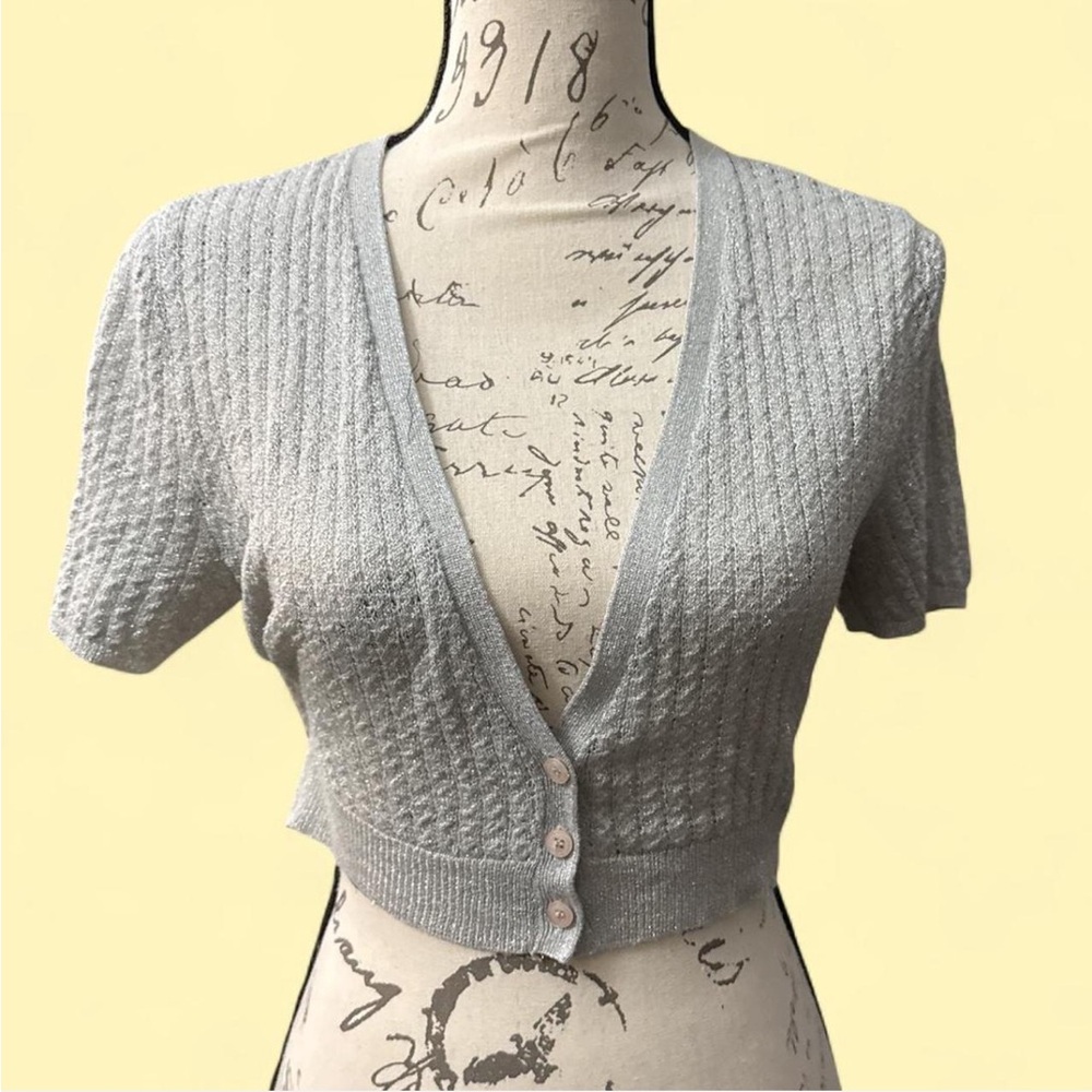 New York & Company grey glitter Knit Top